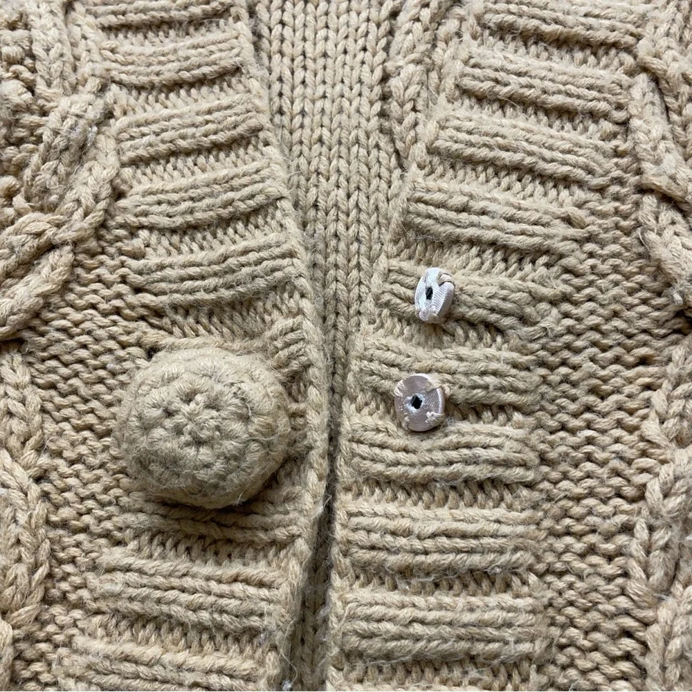 Anthropologi Moth Cardigan Womens Small Tan chucky Knit Sweater Button Comfy Y2k
